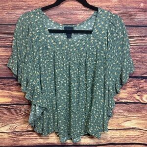 Daytrip Olive Floral Ruffle Blouse